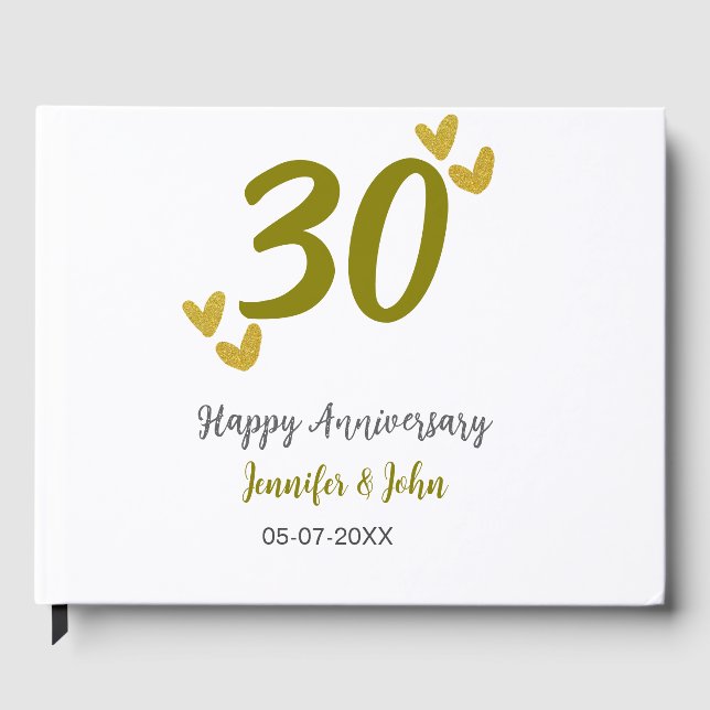 30. Jubiläum goldgraues Hochzeitspaar Gästebuch (Vorderseite)