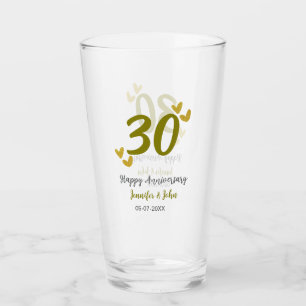 30. Jubiläum goldgraues Hochzeitspaar Glas