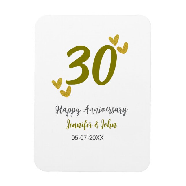 30. Jubiläum goldgraues Hochzeitspaar Magnet (Vertikal)