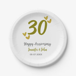30. Jubiläum goldgraues Hochzeitspaar Pappteller