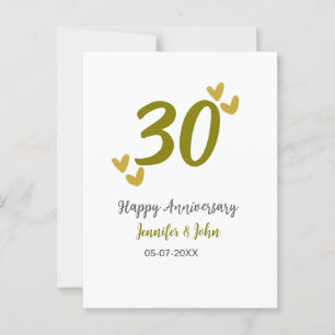 30. Jubiläum goldgraues Hochzeitspaar Postkarte