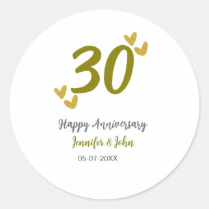 30. Jubiläum goldgraues Hochzeitspaar Runder Aufkleber