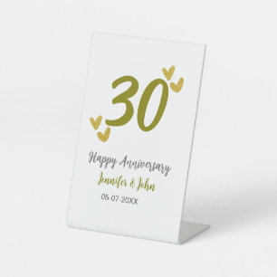 30. Jubiläum goldgraues Hochzeitspaar Sockelschild