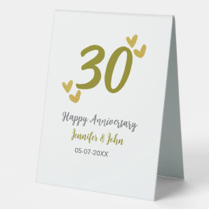 30. Jubiläum goldgraues Hochzeitspaar Tischaufsteller