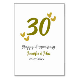 30. Jubiläum goldgraues Hochzeitspaar Tischnummer