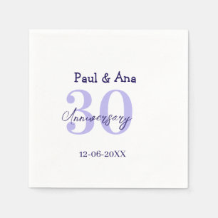30. Jubiläum lila fett gedruckter Buchstabe Name e Serviette