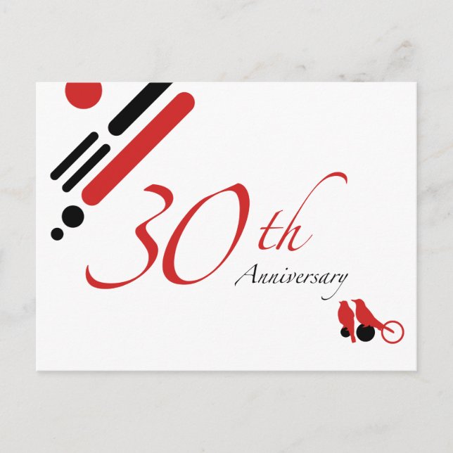 30. Jubiläum (Mod-Vögel) Postkarte (Vorderseite)