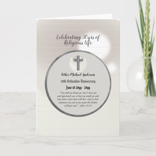 30. Jubiläum Ordination Priest - JEDER Klerus Karte (Vorderseite)