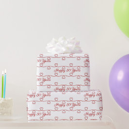 30. Jubiläum Rote Herzen Geschenkpapier