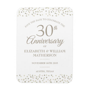 30. Jubiläum Save the Date Hearts Confetti Magnet