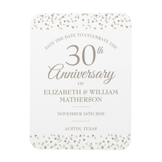 30. Jubiläum Save the Date Hearts Confetti Magnet (Vertikal)