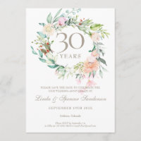 30. Jubiläum Save the Date Pearl Floral Rose