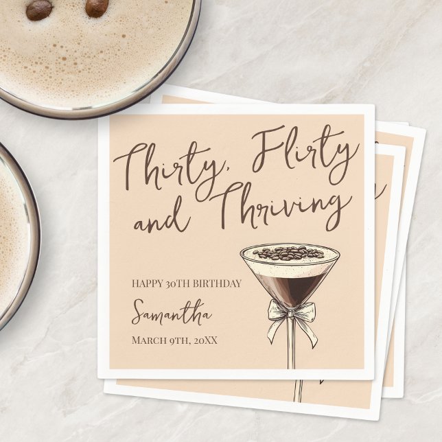 30 Koketter und florierender Cocktail 30. Geburtst Serviette (Thirty Flirty and Thriving Cocktail 30th Birthday Napkins)