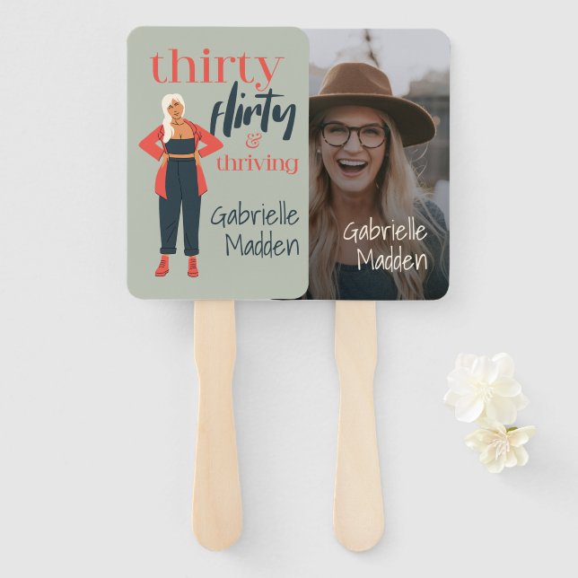 30 Kokettes und Personalisiertes Foto Fächer (Vorne und Hinten)