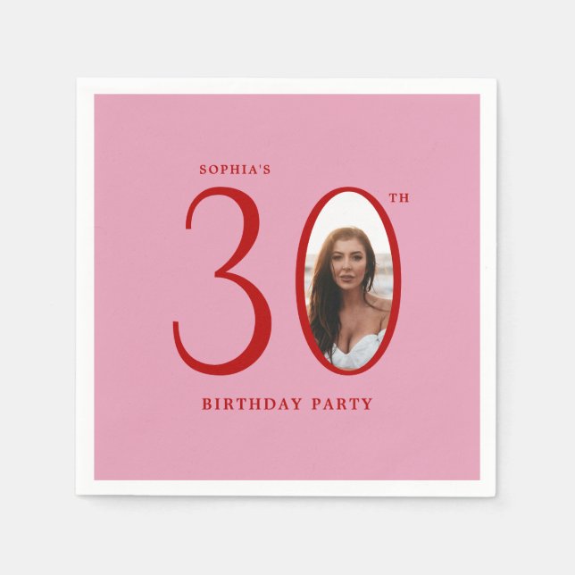 30 Minimal Foto 30. Geburtstag Serviette (Vorderseite)