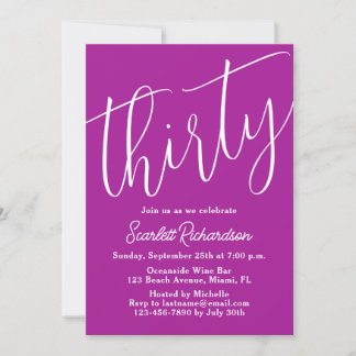 30 moderne Schrift Dark Pink 30. Geburtstag Party Einladung