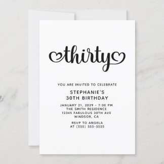 30 Niedlich Hearts Script 30. Geburtstag Einladung