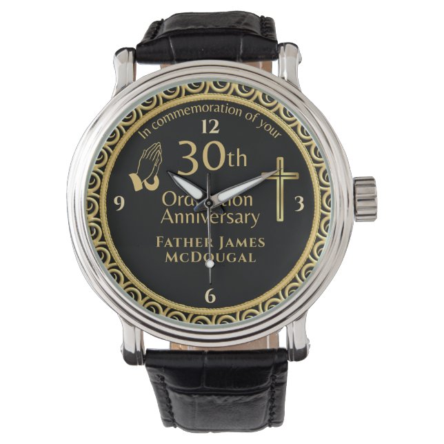 30. Ordination Jubiläum Priest PERSONALISIERT Armbanduhr (Vorderseite)