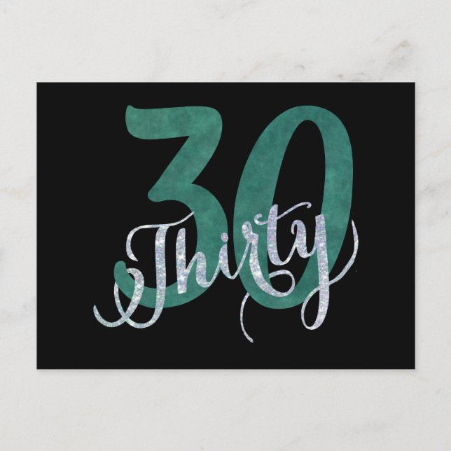30. Party | Birthday Green Black Danke Postkarte (Vorderseite)