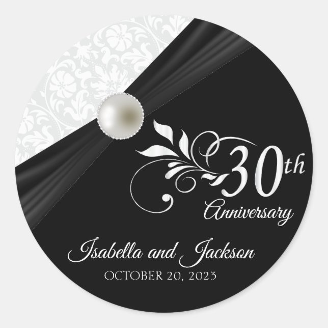 30. Pearl-Jubiläumsdesign Runder Aufkleber (Vorderseite)