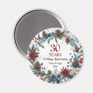 30. Pearl Wedding Jubiläum Eleganter Winter Magnet
