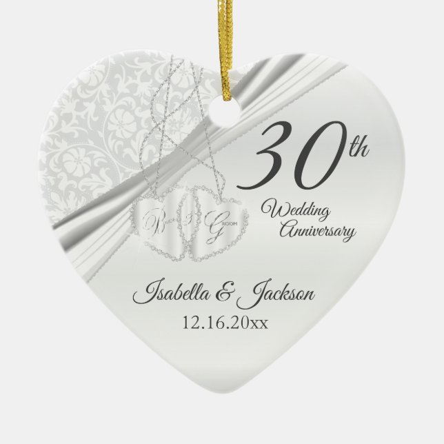 30. Pearl Wedding Jubiläum Keramik Ornament (Vorne)