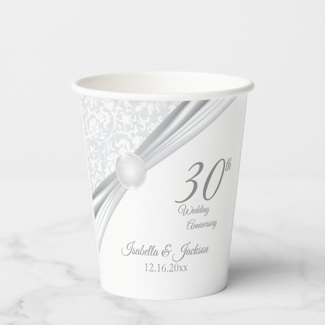 30. Pearl Wedding Jubiläum Pappbecher (Rückseite)