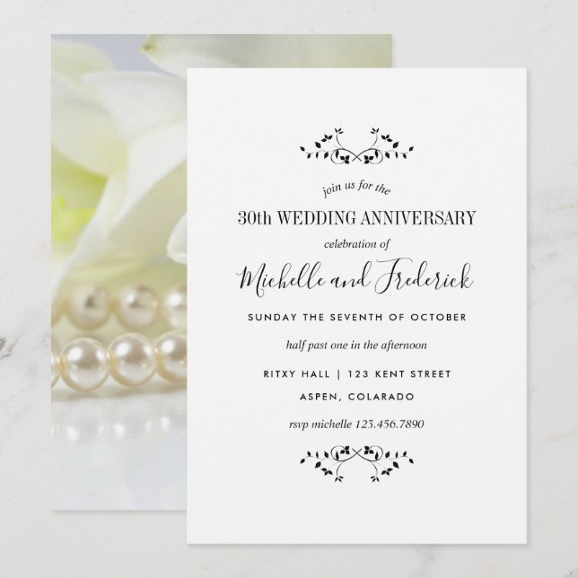 30. Pearl Wedding Jubiläum Personalisiert Einladung (Vorne/Hinten)