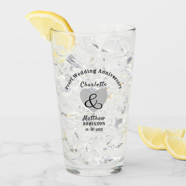 30. Pearl Wedding-Jubiläumsgeschenk Personalisiert Glas (Vorderseite Ice)