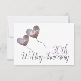 30. Perlen-Hochzeitsjubiläum Herzballons RSVP Karte