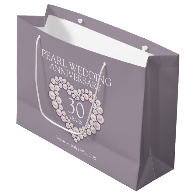 30. Perlenjubiläum Foto Geschenktasche Große Geschenktüte (Vorderseite Schrägansicht)