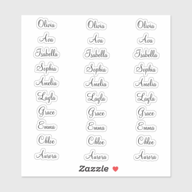 30 Personalisierte Kalligrafiezeichen Elegant Cust Aufkleber (Blatt)