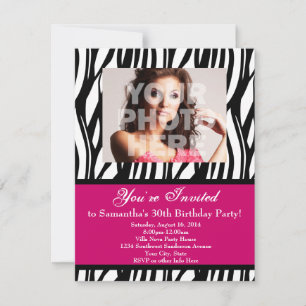 30 Pink Zebra Swirl Benutzerdefinierte Einladungen