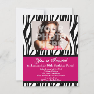 30 Pink Zebra Swirl Benutzerdefinierte Einladungen