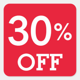 30% Rabatt 30% Rabatt Verkauf Weißrot Quadratischer Aufkleber