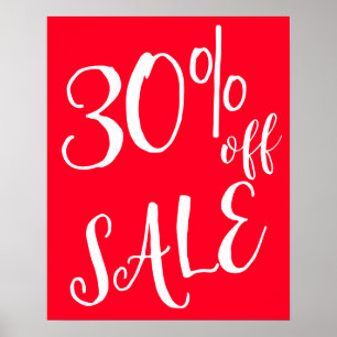 30 % Rabatt auf das Handelsschild, Red Boutique Sa Poster