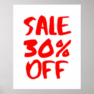 30 % Rabatt auf das Handelszeichen, Red Retail Sto Poster