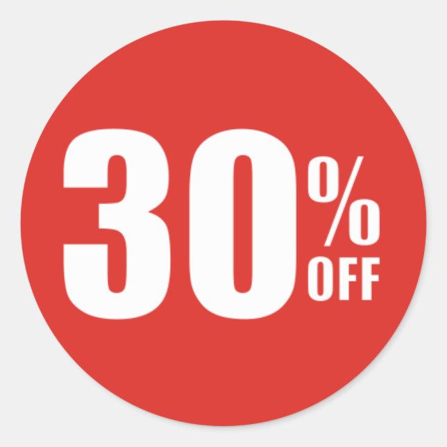 30 % Rabatt auf den Verkaufsticker Runder Aufkleber (Vorderseite)