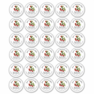 30 Raspberry Jelly 2" Mason Jar Lid Stickers Aufkleber