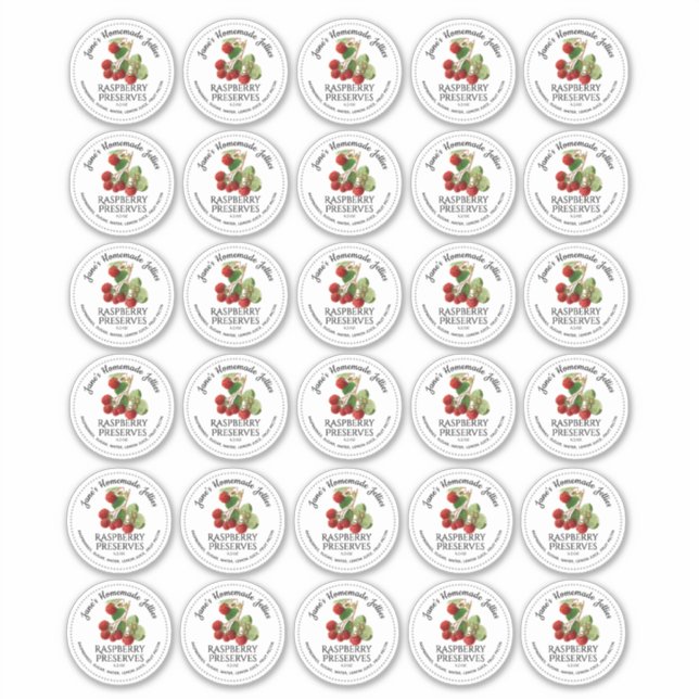 30 Raspberry Jelly 2" Mason Jar Lid Stickers Aufkleber (Vorderseite)
