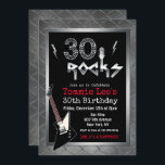30 Rocks Rockstar Gitarre 30. Geburtstag Einladung<br><div class="desc">30 Rocks Rockstar Electric Gitarre Metal Metallic Silber Glitzer 30. Überraschung Geburtstagsfeier Einladung</div>