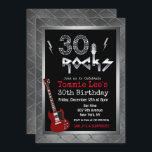 30 Rocks Rockstar Gitarre 30. Geburtstag Einladung<br><div class="desc">30 Rocks Rockstar Electric Gitarre Metal Metallic Silber Glitzer 30. Überraschung Geburtstagsfeier Einladung</div>