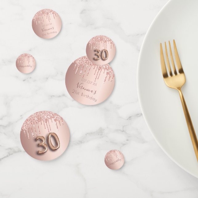 30. Rose Gold Glitzer Rosa Monogramm Konfetti (Gruppe)