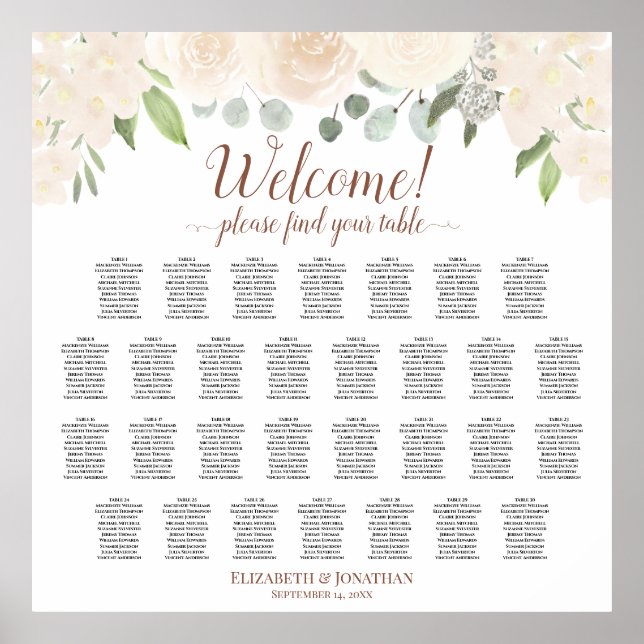 30 Rose mit Blütenpfirsiche für Hochzeiten Poster (Vorne)