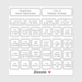 30 Schwarz-Weiß-Reise-Affirmation Square Aufkleber