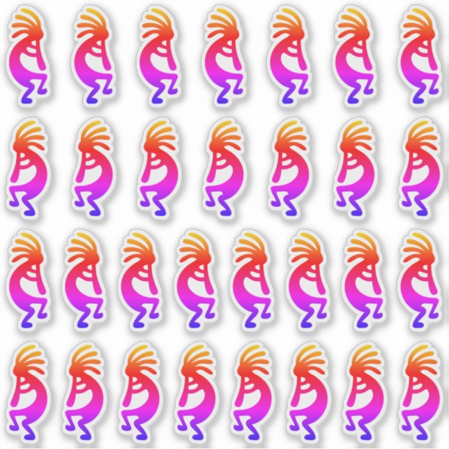 30 Southwest Rainbow Ombre Kokopelli Silhouetten Aufkleber (Vorderseite)