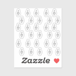30 Sticker Silver Metallic 3D Music Treble Clef