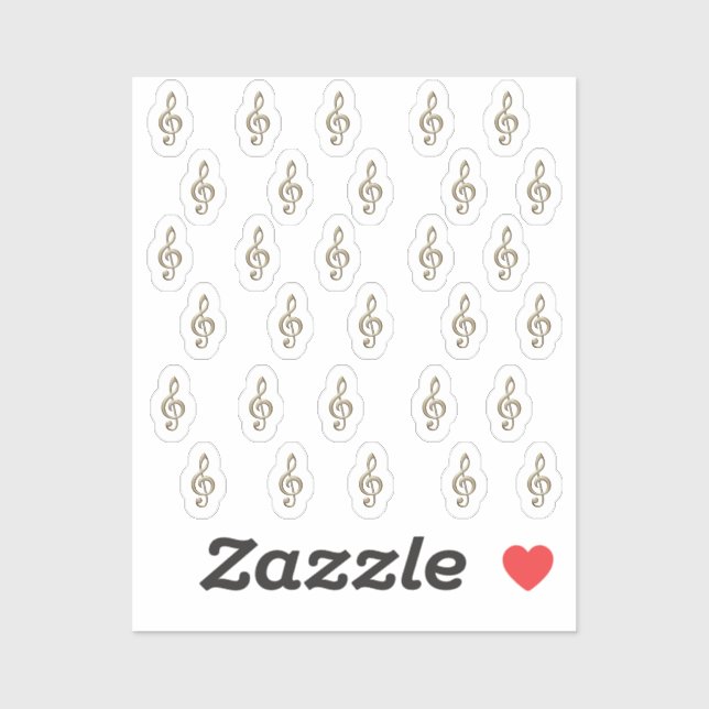 30-Stickers Metallic Gold 3D Music Treble Clefs Aufkleber (Blatt)