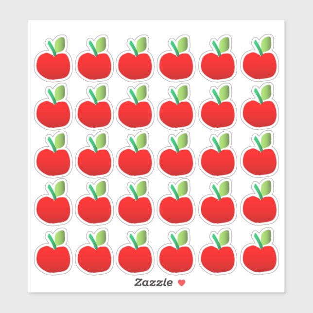 30 Stickers Pommes Rouges (Feuille)