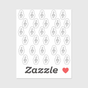 30 Stickers Silver Metallic 3D Music Treble Clef